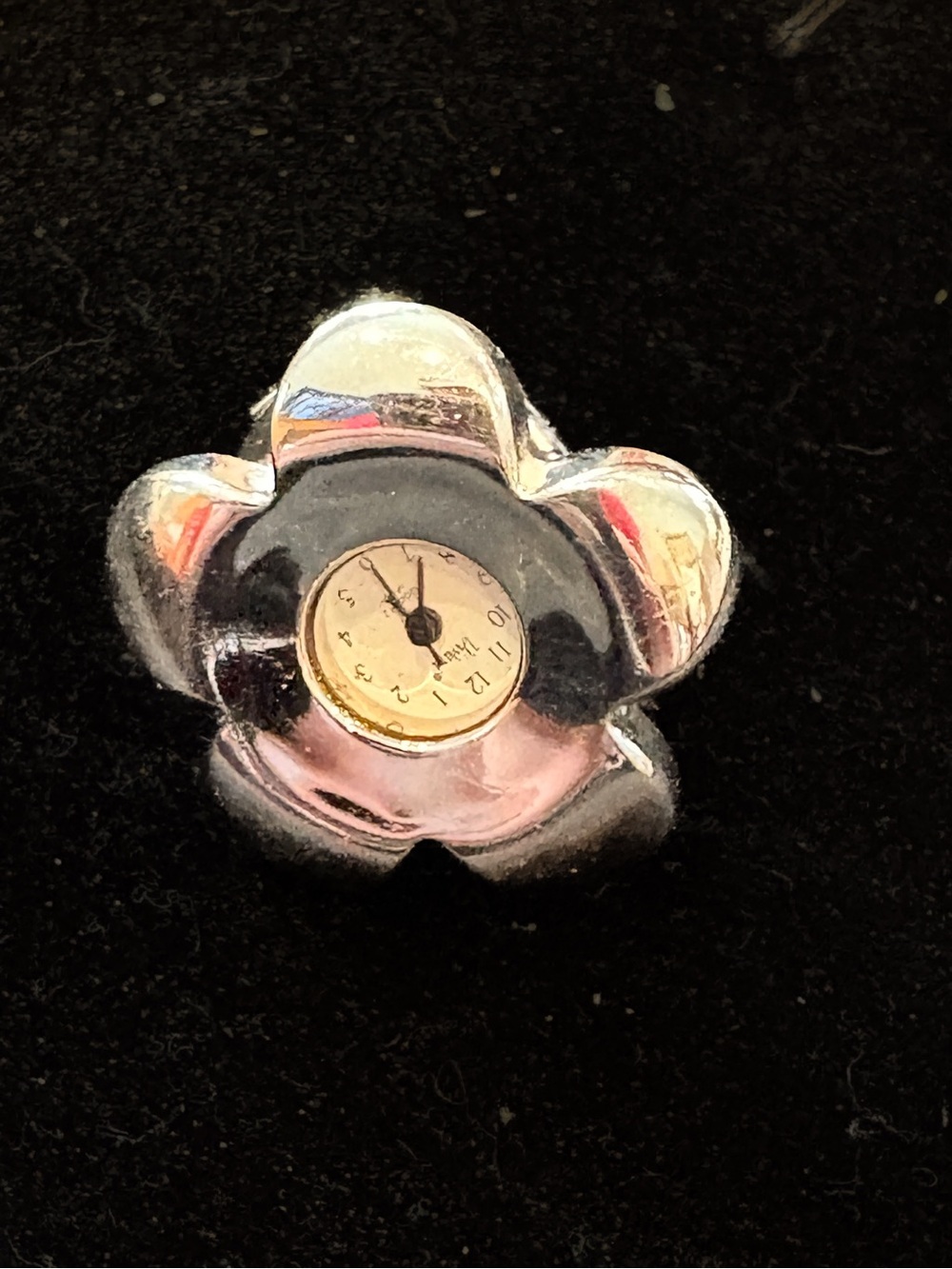 Vintage Accutime Flower Ring Watch Silver Tone - Picture 7 of 11